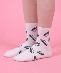 PUNYUS(プニュス) | フード総柄ソックス(FUGU RENNYU KIWI)