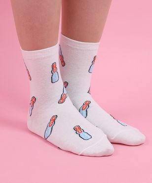 フード総柄ソックス(NINJIN EDAMAME LEMON)[商品：PN18AW-069-3R