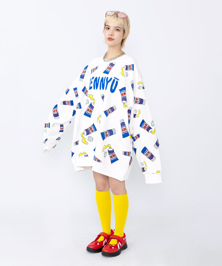 【新サイズ】フード総柄スウェット