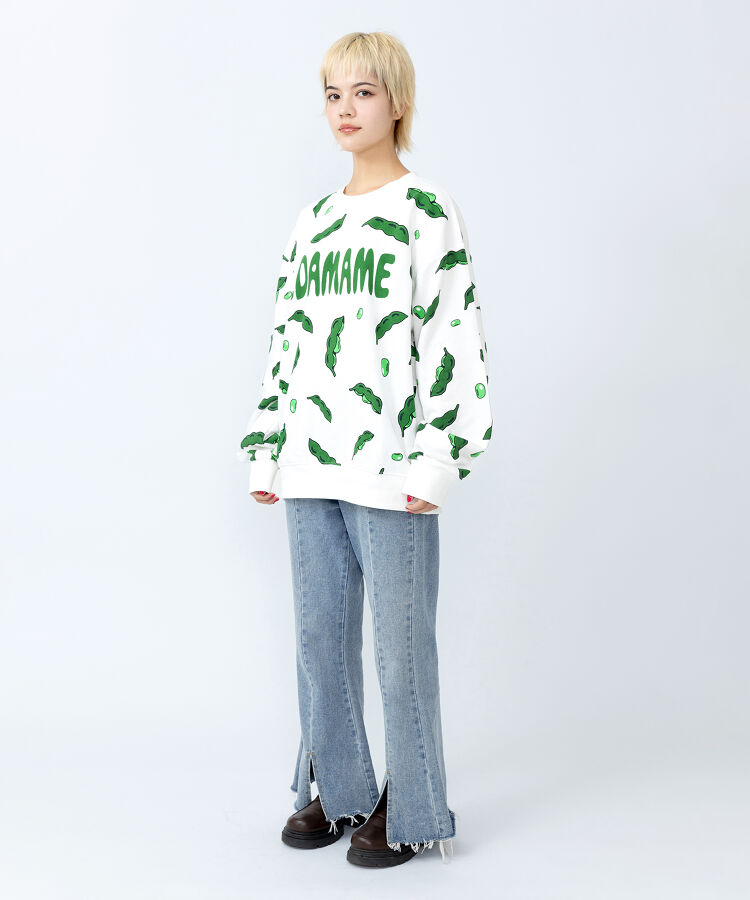 フロントスリットデニムフレアパンツ