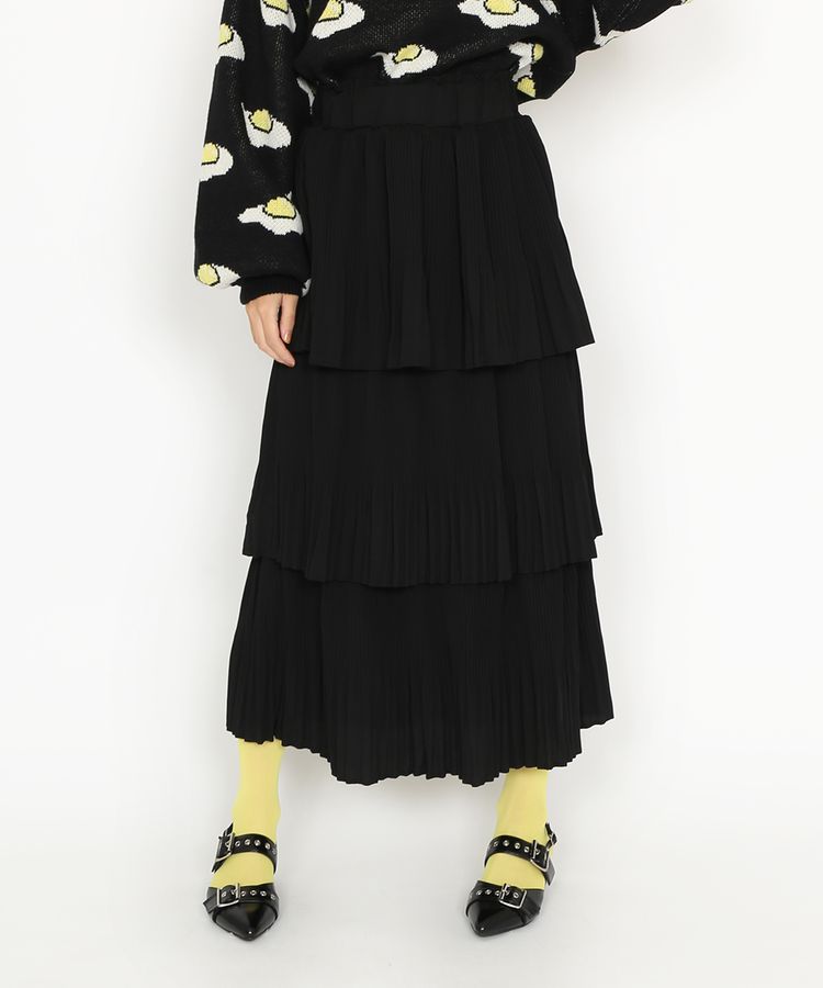 プリーツティアードロングスカート
