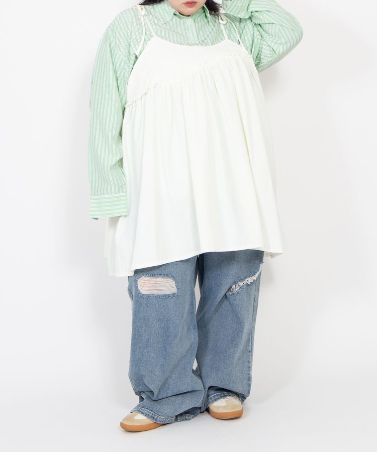 ダメージデニムバギーパンツ