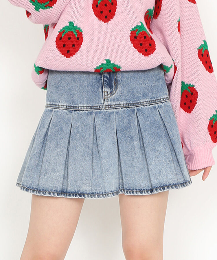 プリーツヘムデニムミニスカート