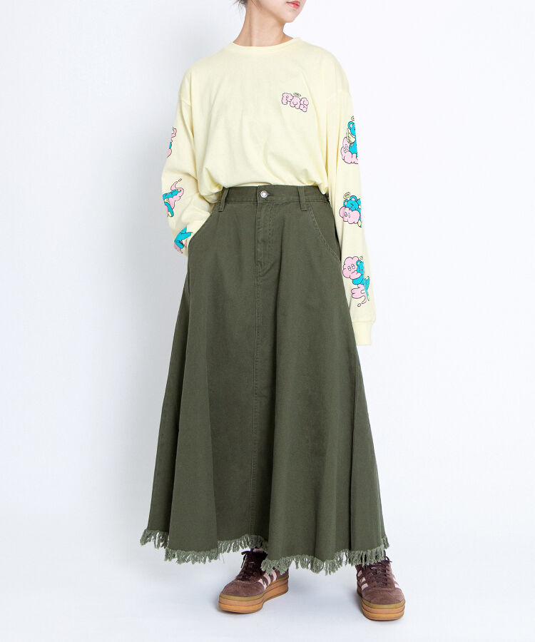 ベアスリーブプリントロンT