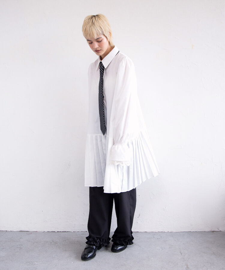 プリーツヘムシャツワンピース