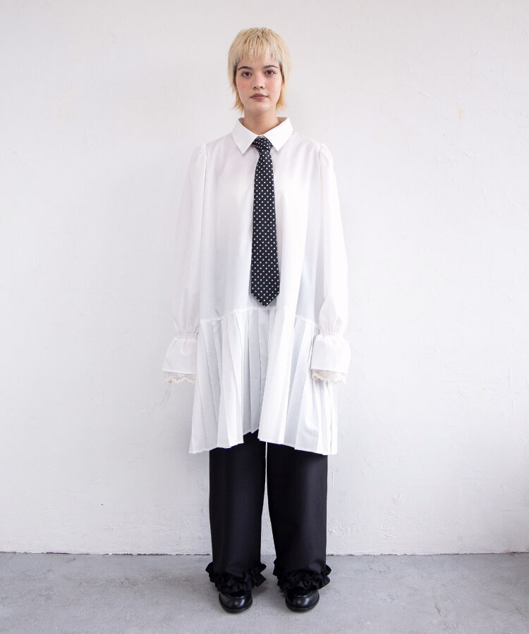 プリーツヘムシャツワンピース