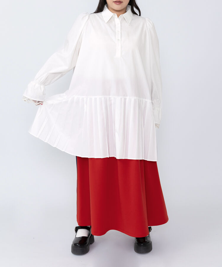 プリーツヘムシャツワンピース