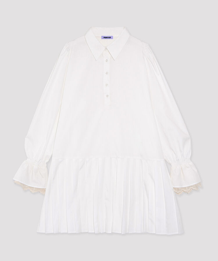 プリーツヘムシャツワンピース