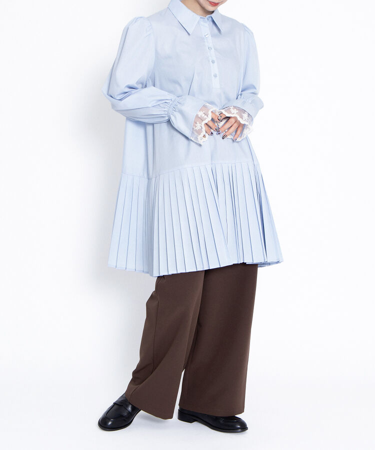 プリーツヘムシャツワンピース