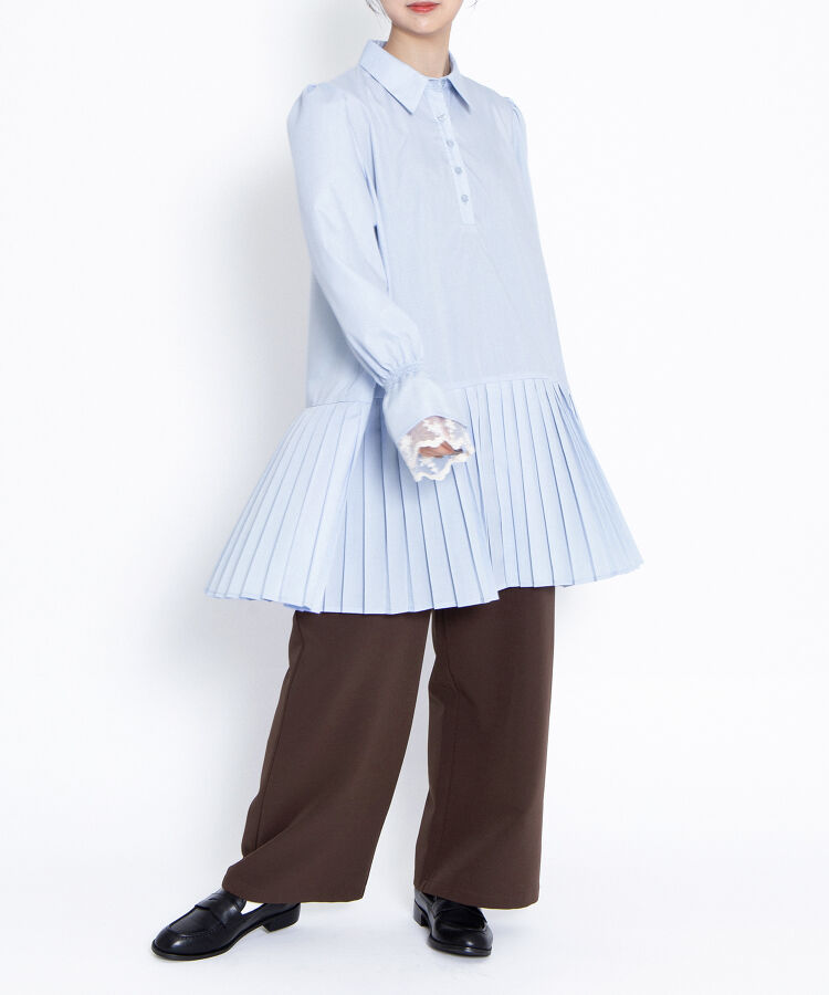 プリーツヘムシャツワンピース