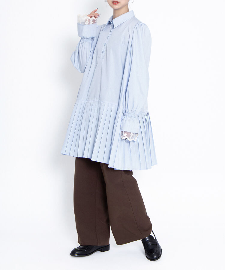 プリーツヘムシャツワンピース