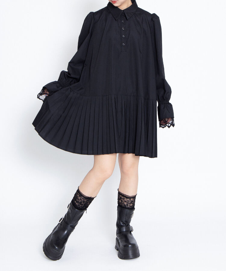 プリーツヘムシャツワンピース