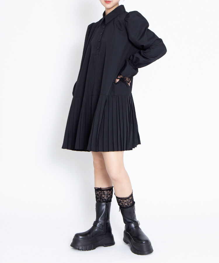 プリーツヘムシャツワンピース