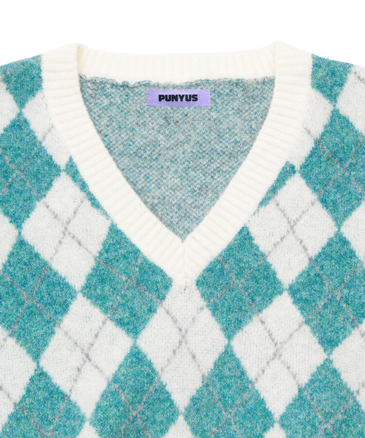 アーガイルVネックニット