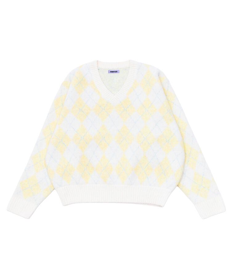 アーガイルVネックニット