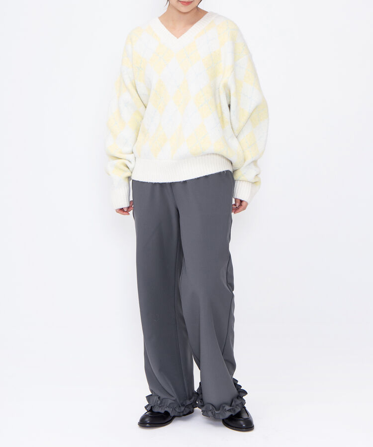 アーガイルVネックニット