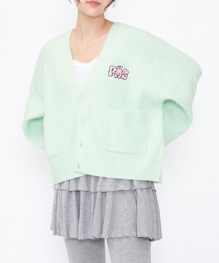 ロゴ刺繍ニットカーディガン