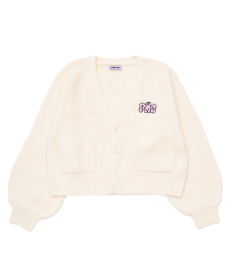 ロゴ刺繍ニットカーディガン