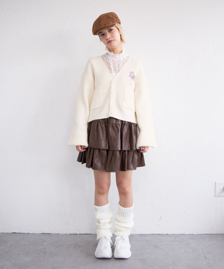 ロゴ刺繍ニットカーディガン