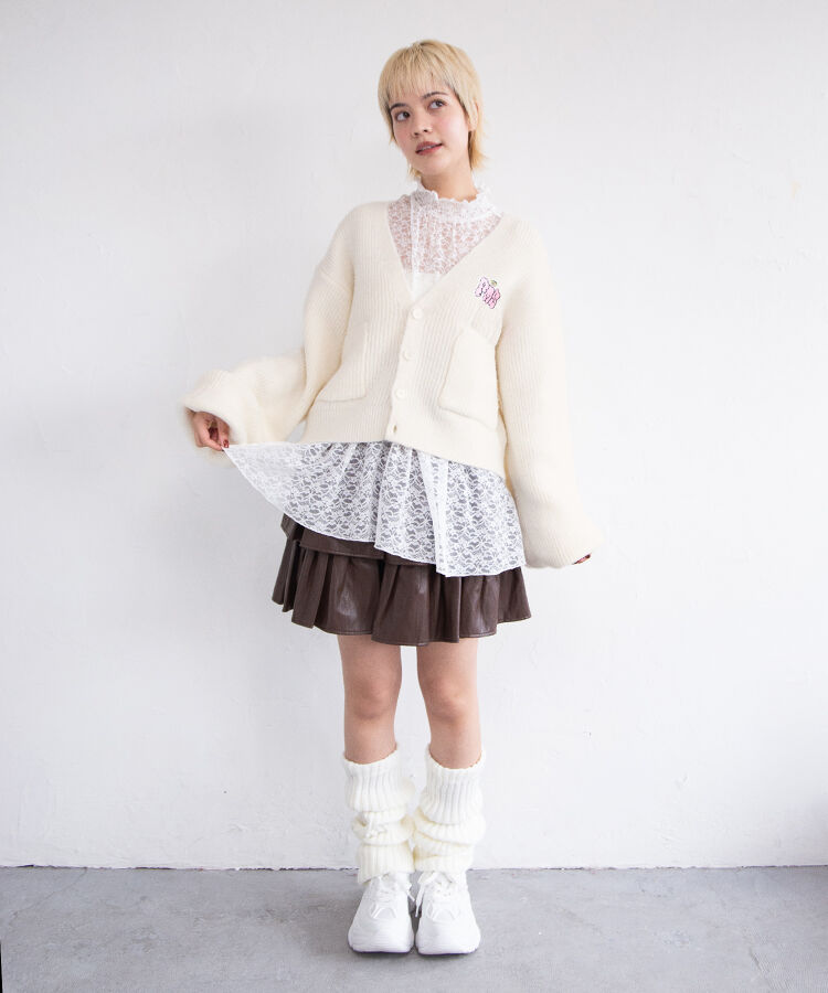 ロゴ刺繍ニットカーディガン