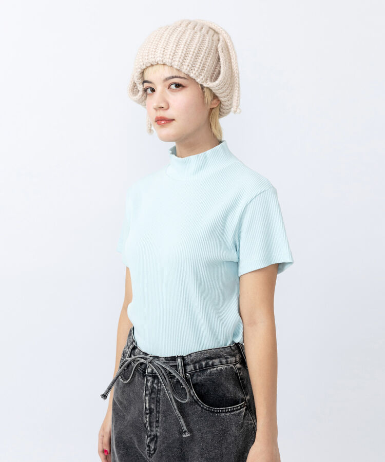 ハイネックリブTシャツ