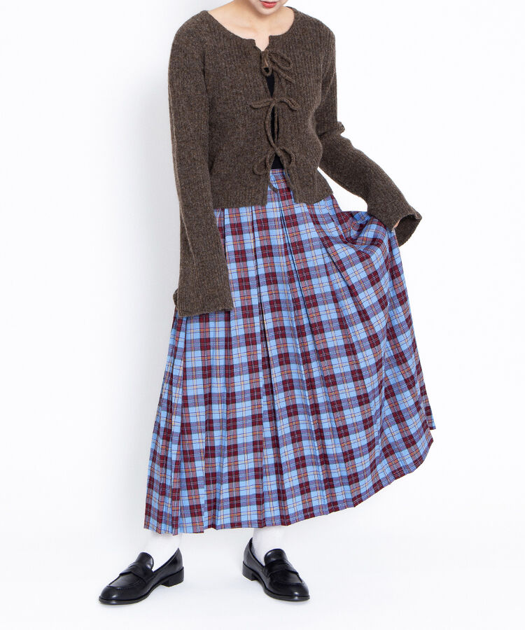 チェックプリーツロングスカート