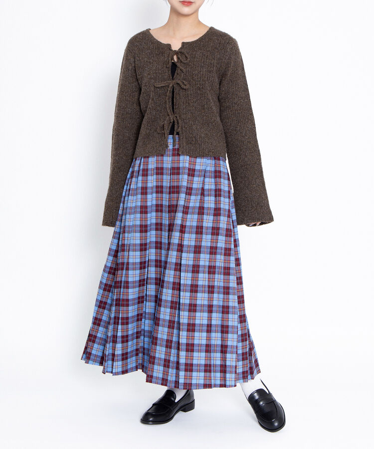 チェックプリーツロングスカート