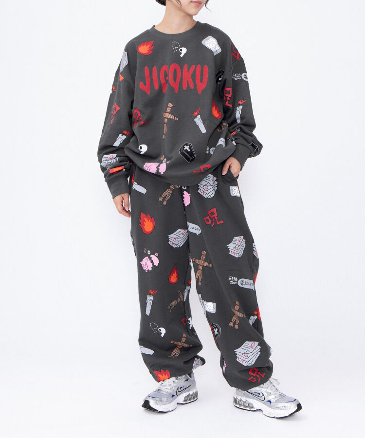 【新サイズ】天国と地獄総柄スウェット