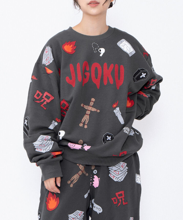 【新サイズ】天国と地獄総柄スウェット