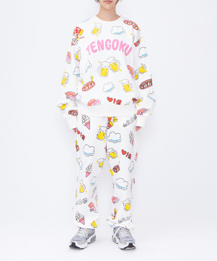 【新サイズ】天国と地獄総柄スウェット