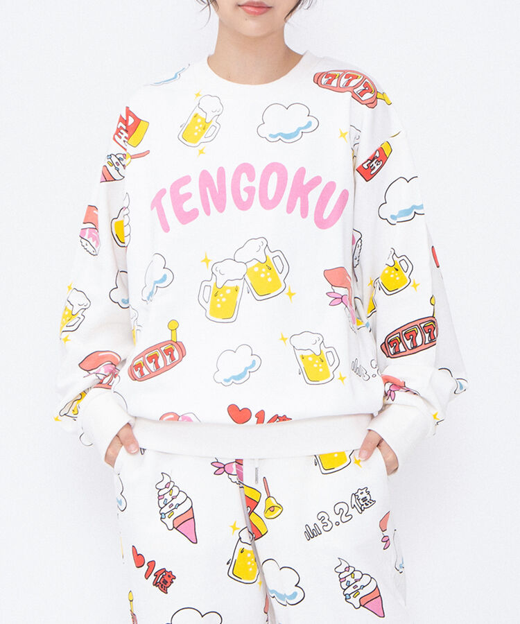 【新サイズ】天国と地獄総柄スウェット