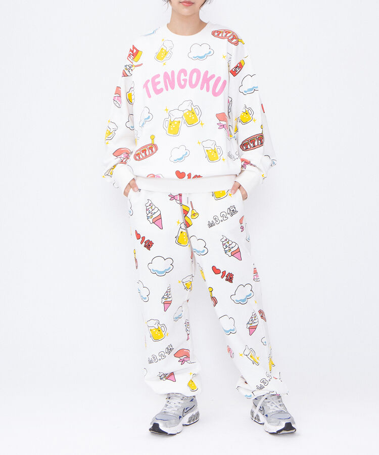 【新サイズ】天国と地獄総柄スウェットパンツ