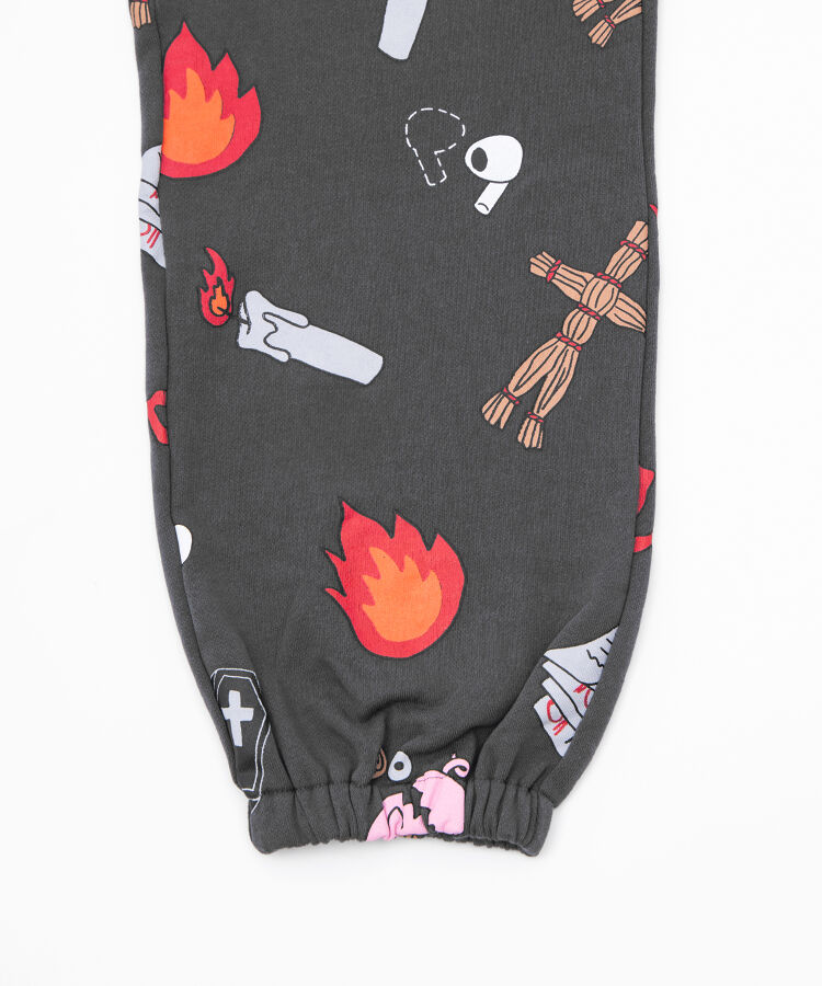 【新サイズ】天国と地獄総柄スウェットパンツ