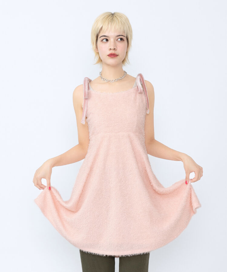 ショルダーリボンキャミワンピース