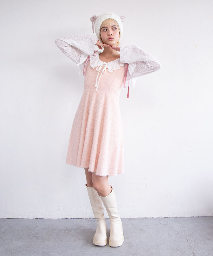 ショルダーリボンキャミワンピース