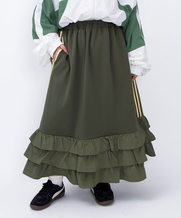フリルティアードジャージロングスカート