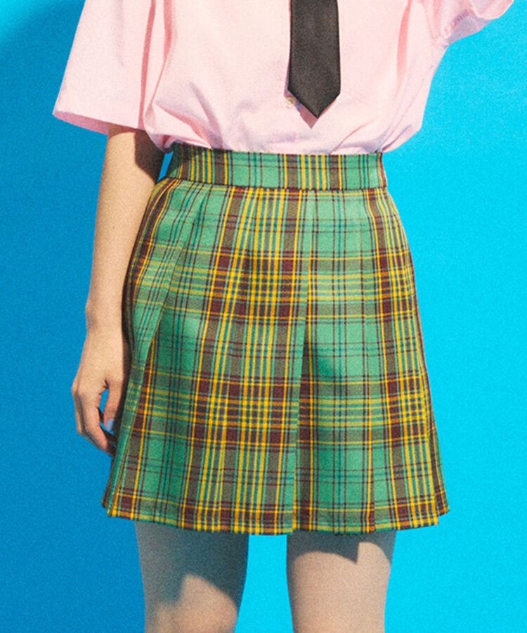 チェックプリーツミニスカート