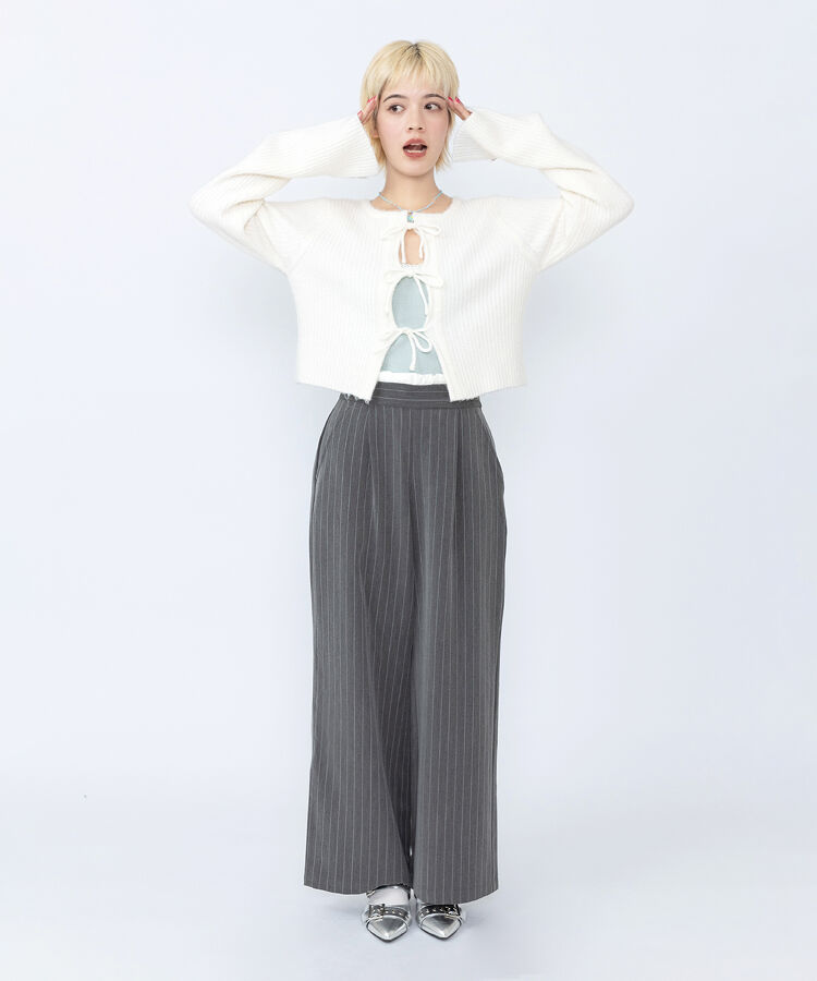 ダブルウエストストライプパンツ