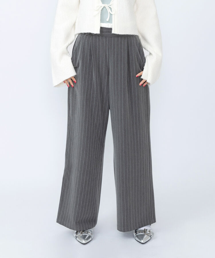 ダブルウエストストライプパンツ