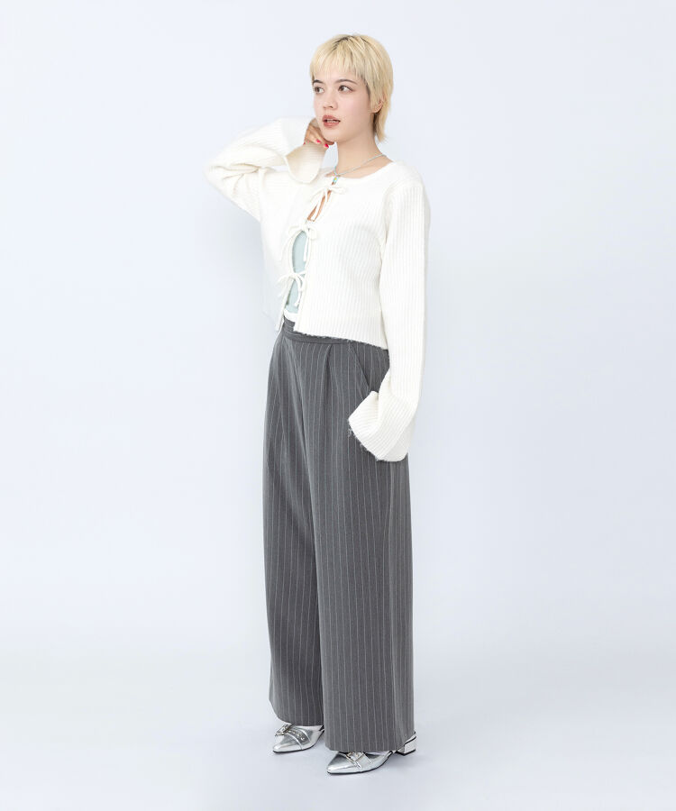 ダブルウエストストライプパンツ