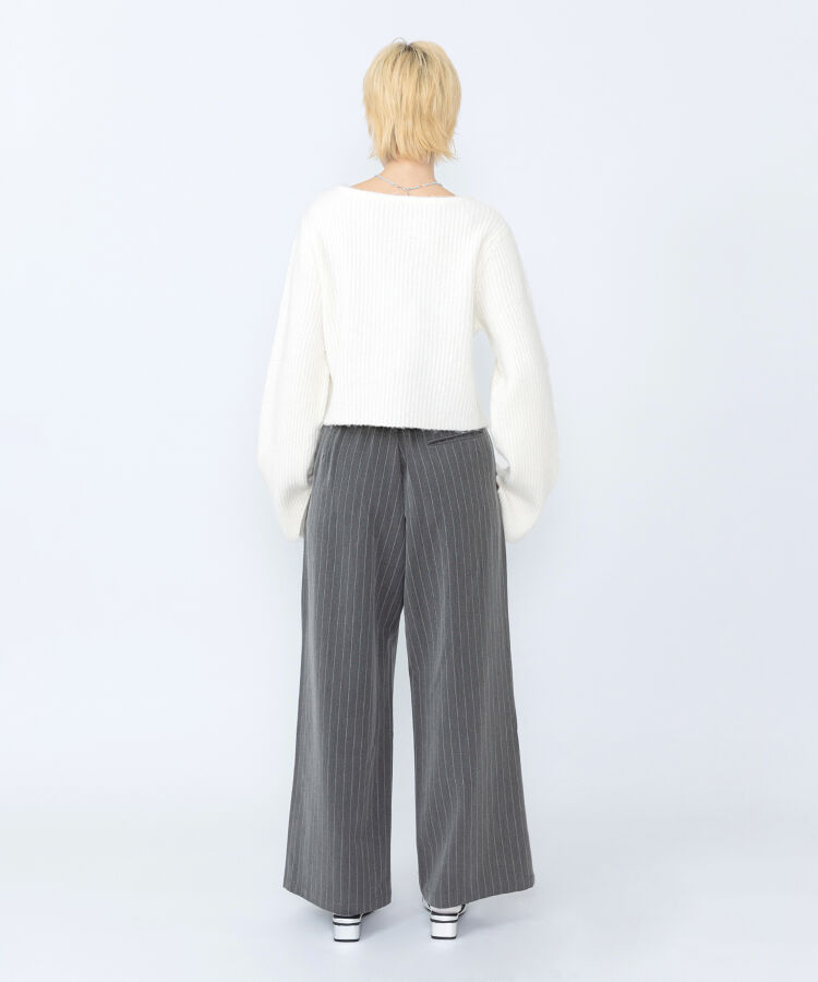 ダブルウエストストライプパンツ