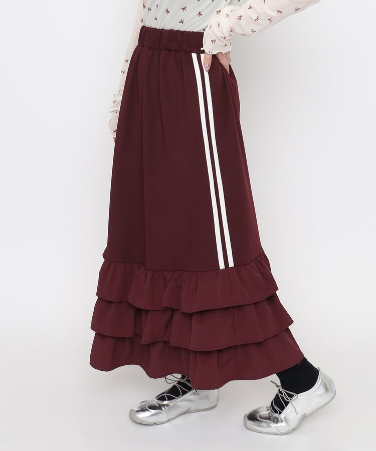 フリルティアードジャージロングスカート