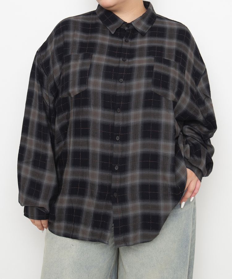 オンブレチェックシャツ