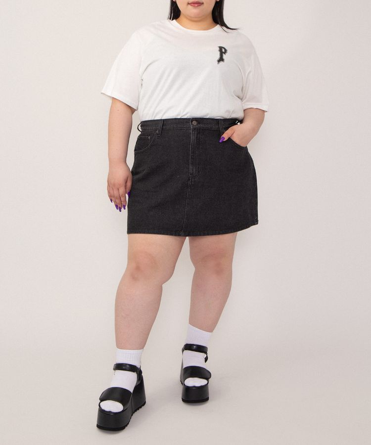台形デニムミニスカート