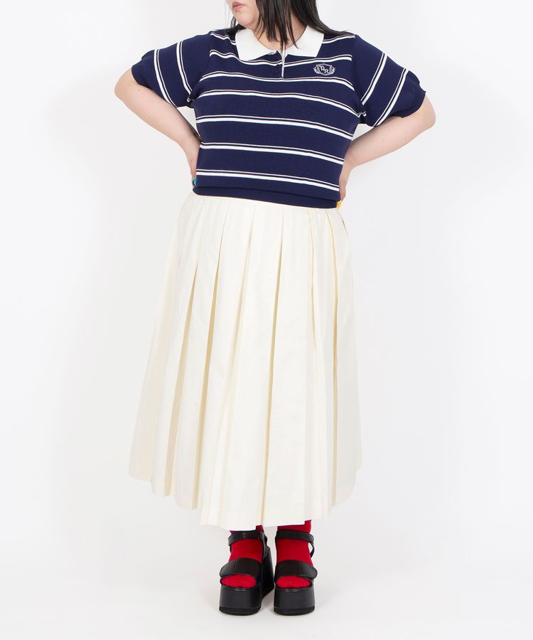 半袖ボーダーポロニット