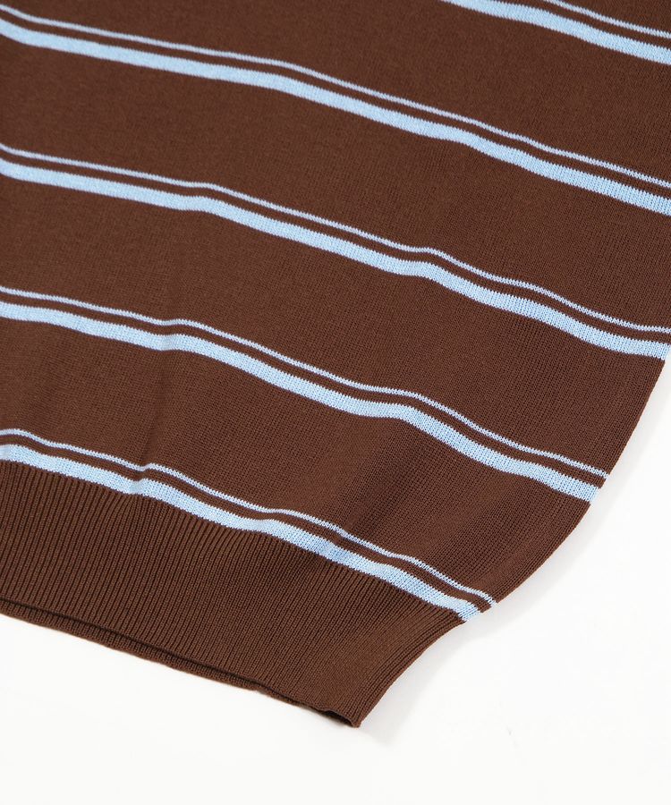 半袖ボーダーポロニット