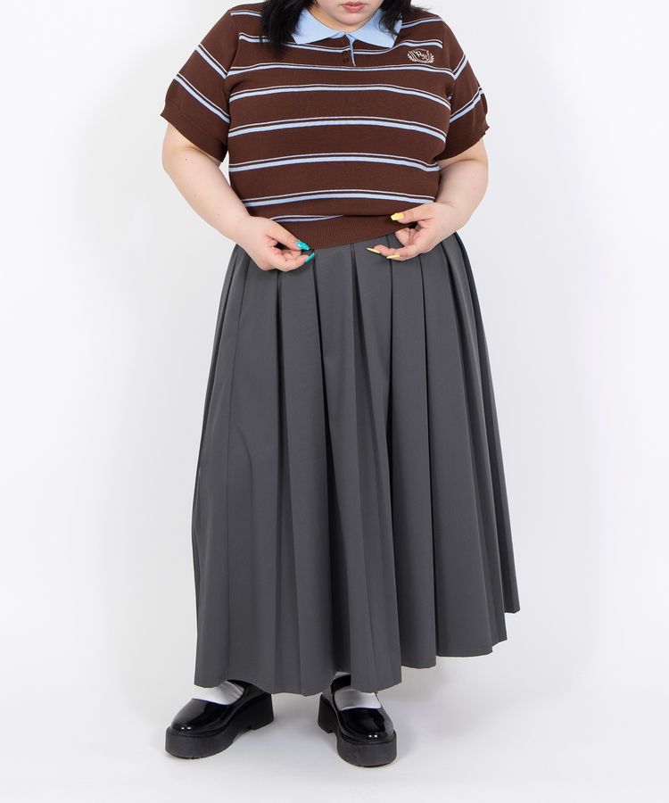 半袖ボーダーポロニット