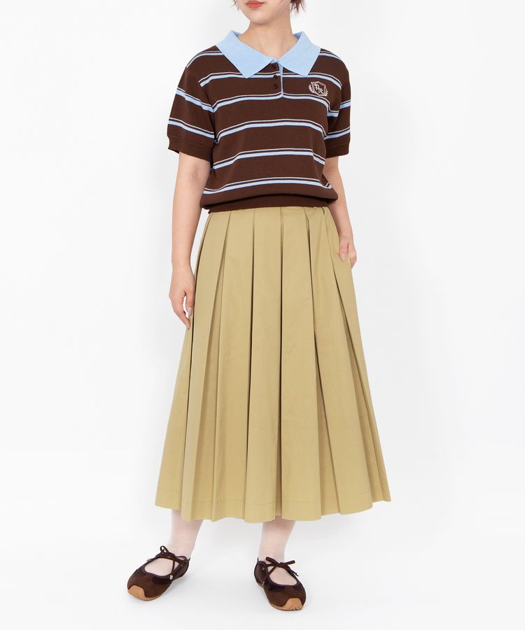 半袖ボーダーポロニット