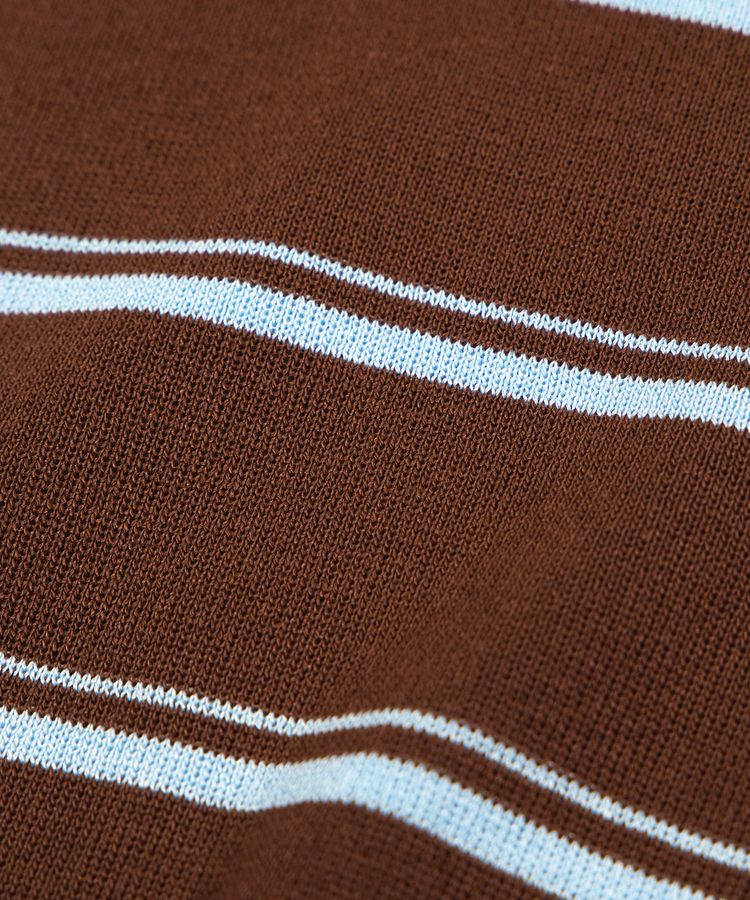 半袖ボーダーポロニット