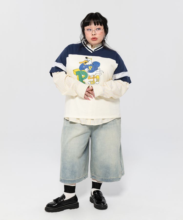 デザインデニムハーフパンツ